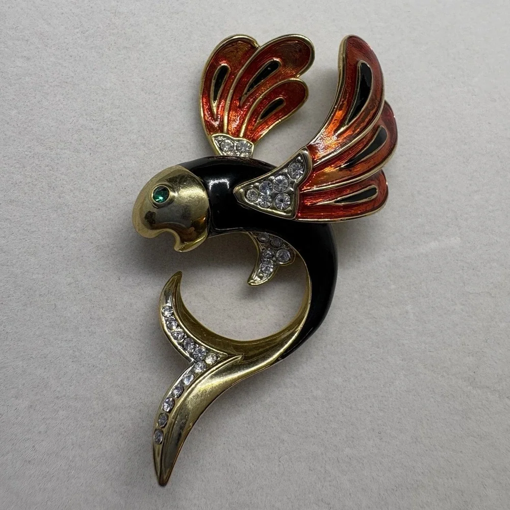 Vtg Fish Rhinestone‎ Koi Brooch Pin